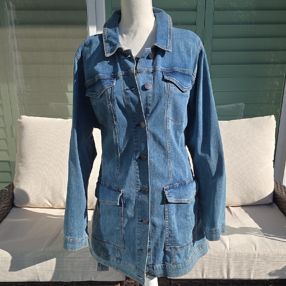 Lane Bryant Denim Belted Jacket - Picture 2 of 6